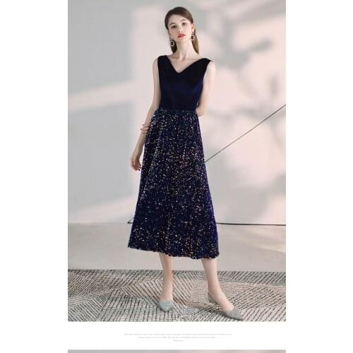 Unique Velvet Tops Evening Gown Lace Up Back A-line Sequins Long Prom Dress Custom Made