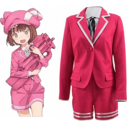 High-Q Unisex Anime Cos Sword Art Online Gun Gale Online GGO Kohiruimaki Karen Llenn Cosplay Costumes Uniform