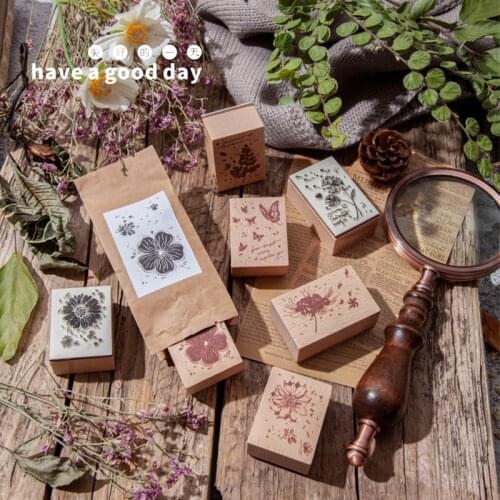 Vintage Four Seasons Manor Series Plant Stamp DIY Wooden Rubber Stamps For Scrapbooking Stationery Scrapbooking Standard Stamp