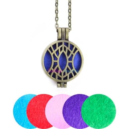 1pc Chain Free Pads Vintage Bronze Net Lockets Pendants Essential Oil Aromatherapy Diffuser Necklace Locket Mens Necklaces