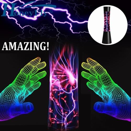 HoneyFly Magic Static Electricity Ball Lamp 220V Plasma Ball Slim Waist Shape Touching Sensor Ion Night Lamp EU US Plug