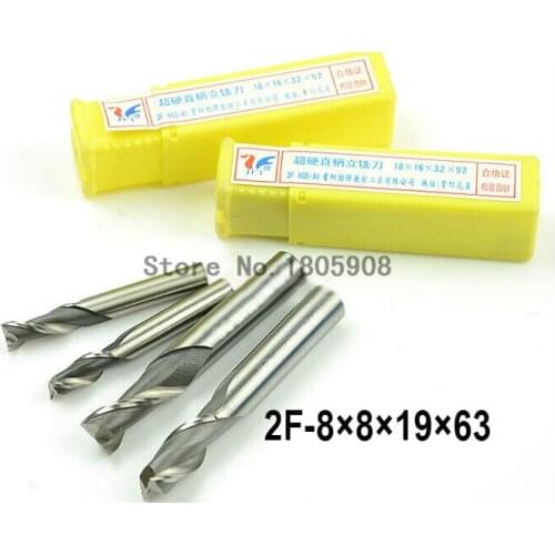 High Quality 10pcs End Mill 8.0mm Two 2 Flute HSS & Aluminium End Mill Cutter CNC Bit, Milling tools,8.0*8*19*63