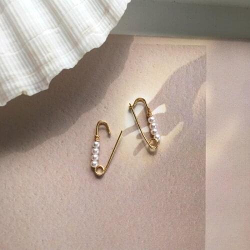 Simulated-pearls Fun Paper Clip Indian Traditional Drop Earrings