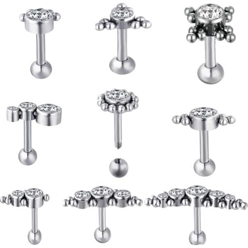 1PS 316L Surgical Stee Fund Sell Like Hot Cakes External Thread The Circular Shaped Multi Style Stud Ear Bone Stud Ear Piercing