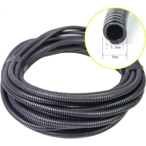 10M 5.5mm PE Corrugated Tube Waterproof insulation wrapping cable organizer braided sleeving computer PV cables cord protector