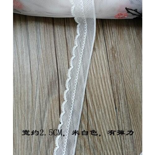 5 Meters Wholesale Elastic Lace Ribbon Ivory Color Embroidered Net Lace Trim for Sewing Clothing/Wedding/Decoration/Scrapbooking
