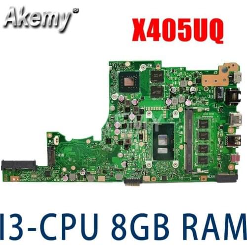 Akemy For Asus X405U X405UN X405UR X405URR X405URP X405UQ X405UF Laotop Mainboard X405UQ Motherboard with I3-7100U 8G RAM GT940M