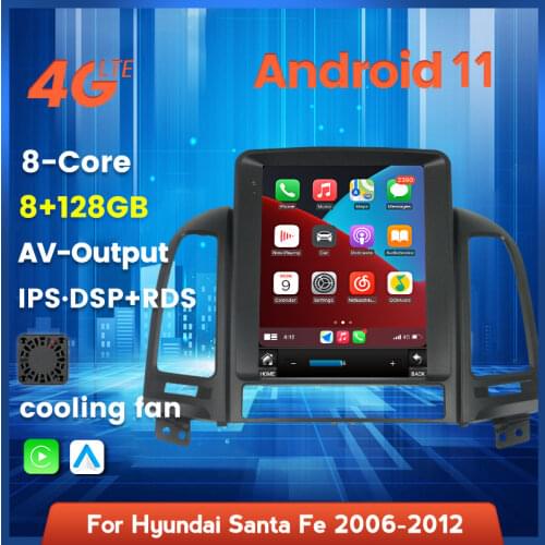 Android 11 6+128G Car Multimedia Player For Hyundai Santa Fe 2 2006-2012 GPS Navigation Video Car Radio WiFi 4G Lte WIFI Tesla