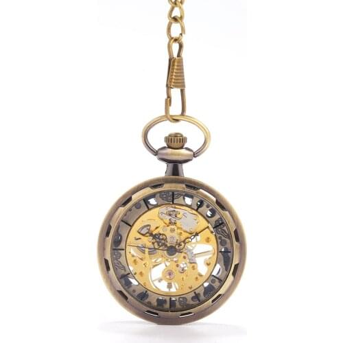 Bronze retro wheel sub-scale Roman scale large pocket watch court creative gift value exquisite flip pocket watch