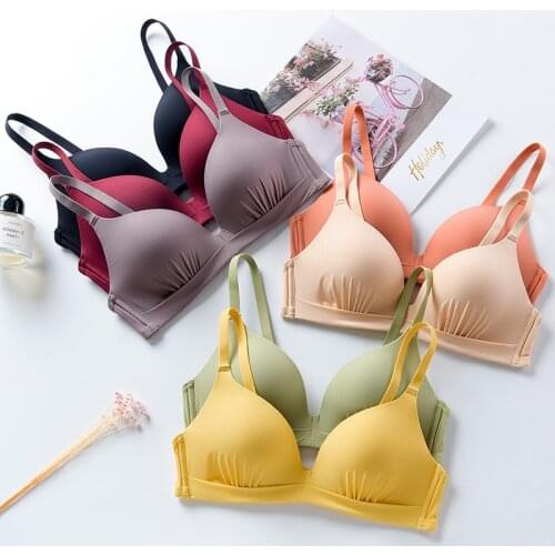 Wasteheart New Sexy Women Fashion Yellow One-Piece Padded Bras Push Up Wireless Bras Cup A B Underwear Sweet Female Bras