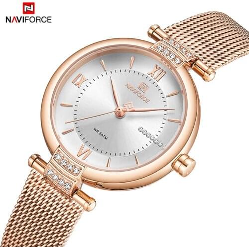 2021 NAVIFORCE Luxury Brand Women Watch Classic Quartz Lady Waterproof Wristwatch Rose Gold Stainless Steel Strap Female Clock
