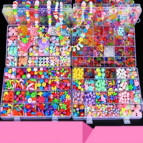 Children creative DIY beads toy with whole accessory set/ Kids girls handmade art craft educational toys for gifts and presents