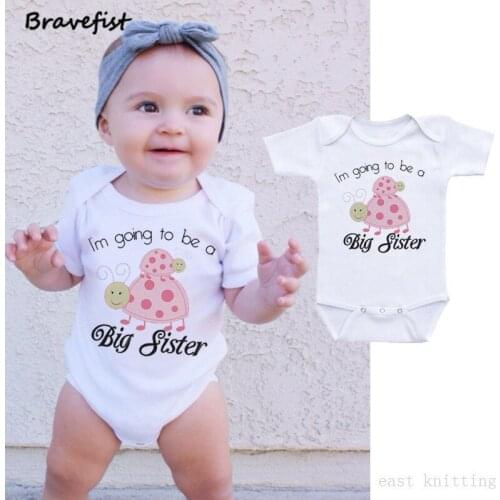 Lovely Insect Print Baby Bodysuits 0-24M Summer Children Jumpsuits Kids Onesie Big Sister Letters Infant Outwear Short Sleeve