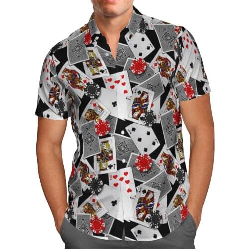 Playing Card 3D Print Beach Hawaiian 2021 Summer Shirt Short Sleeve Shirt Streetwear Oversized 5XL Camisa Social Chemise Homme