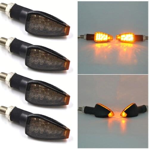 JX-LCLYL 4pcs Motorcycle Motorbike Smoke Lens 14LED Turn Signal Indicator Light Amber
