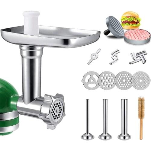 Zhoutu Metal Food Grinder Attachments for KitchenAid Stand Mixers, Meat Grinder, Sausage Stuffer, Hamburger Press