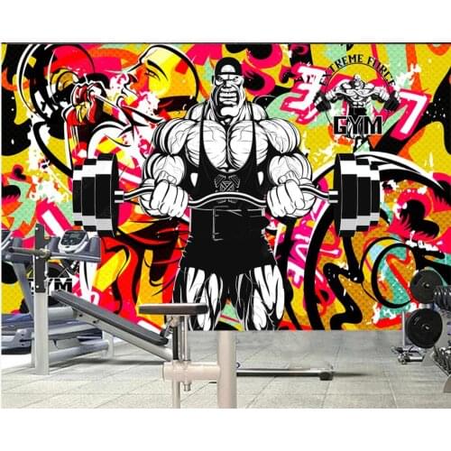 Custom mural 3d photo wallpaper Retro doodle fitness bodybuilding club home decor living room wallpaper for wall 3 d in rolls
