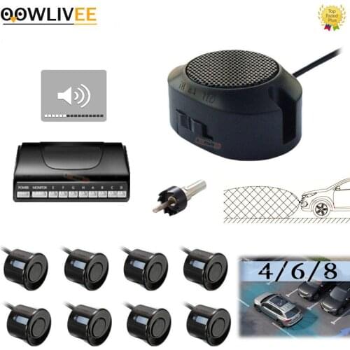 OOWLIVEE Adjustable Sounds Speaker Reverse Safe System Parkronics 4/6/8 Parking Sensor Auto Front Radars Detector Alarm Jalousie
