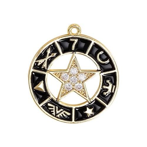 Factory Wholesale Gold Color Brass Dripping Oil Stars Charms Pendants Necklace and Bracelet Earring Diy Jewelry Accessories