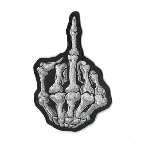 Finger Skulls Skeleton Embroidery Patch Iron On Patches Punk Rock Applique Label Badge Biker Patches For Suitable for all kinds