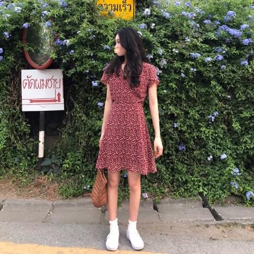 Summer Dress 2021 Bohemian Sexy V-Neck Short Sleeve A Line Mini Dress Beach French Dress Women Summer Clothes for Women