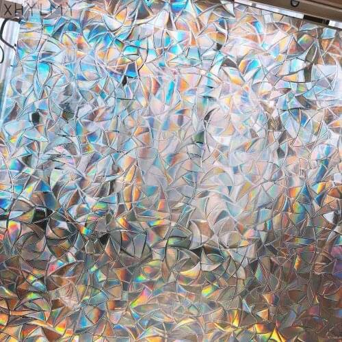 3D Rainbow Effect Window Film Stained Glass Vinyl Self Adhesive Film Static Privacy Clings UV Protective Window Sticker for Home