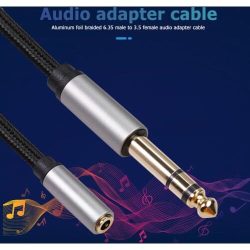 Braided TRS 3.5mm 1/8 Female to 6.35mm 1/4 Male Cable Adapters Splitter Audio Cables for Headphones Phone PC
