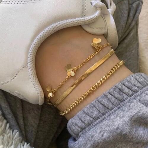 51457 alloy Butterfly Pendant 3-piece creative simple multi-layer chain