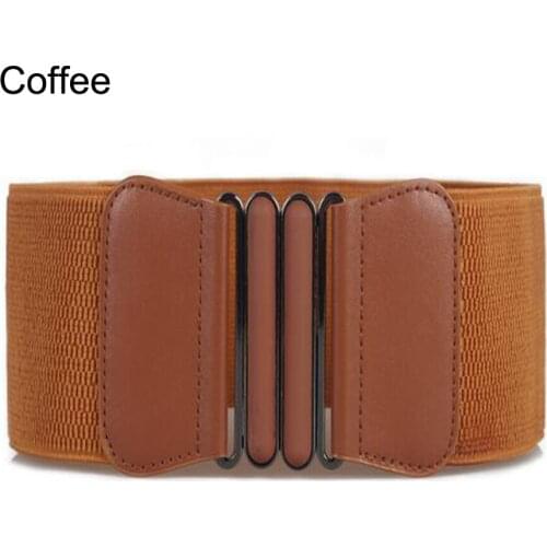 Waist Belts Women Skinny Elastic Ceinture Fashion Lady Stretch Elastic Leather Wide Belt Dress Adornment For Femme Waistband