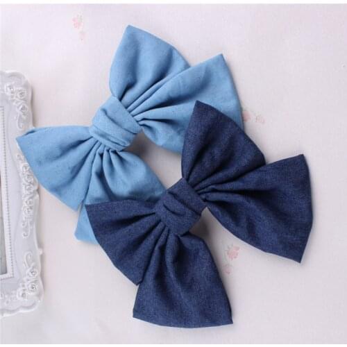 Lovely Hair Clips For Baby Girls Spring Hair Accessories Denim Kids Infant Hair Bows Hairpin Princess Barrette Child