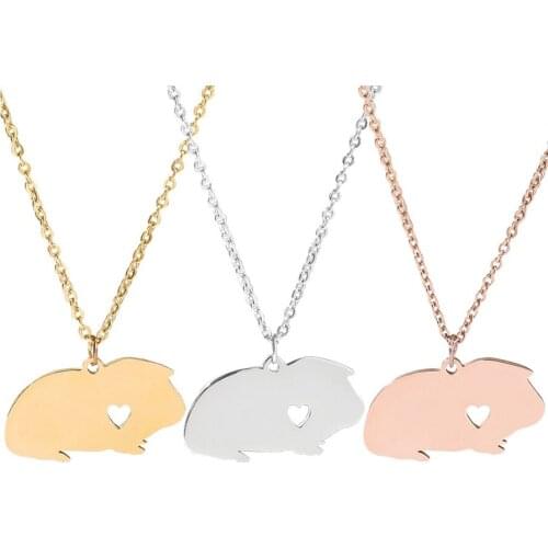 Dropship Personalized Guinea Pig Necklace Custom Name Necklaces Cute Pet Rabbit Bunny Gifts Jewelry Animal Customized Pig Pendan
