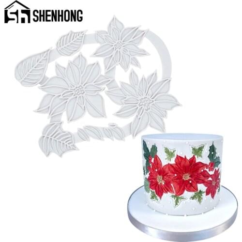 SHENHONG Petal Vine Silicone Fondant Cake Mold Sugarcraft Gumpaste Baking Mould Christmas Flower Pastry Dessert Decorating Tools