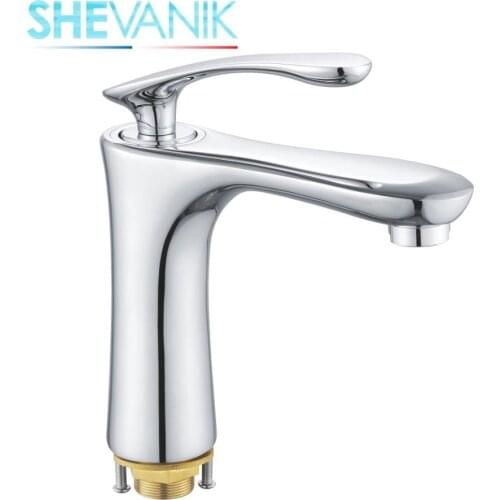 SHEVANIK basin mixer, Basin faucet with nut, brass faucet for hot and cold water tap sink,mixer composition brass, chrome coating,bathroom sink faucet S9401