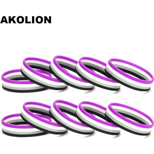 Gay Pride Asexual Silicone Rubber Bracelets Sports Wrist Band Bangle SLP-0004