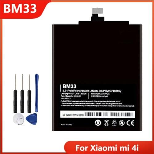 Xiao Mi Original Phone Battery BM33 For Xiaomi mi 4i Mi4i Replacement Rechargable Batteries 3120mAh With Free Tools