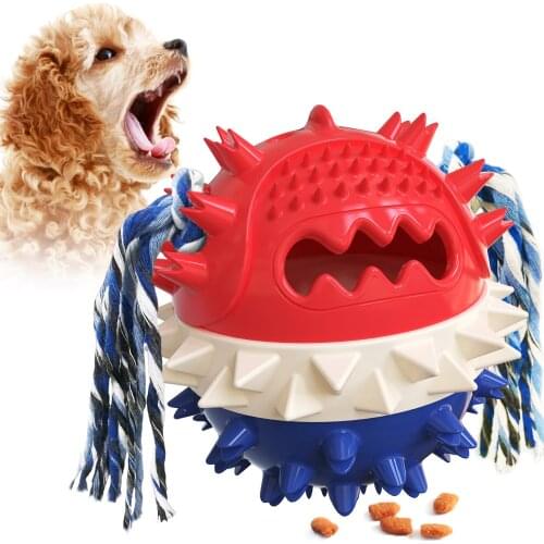 Ttq-01 New Pet Dog Chew Toys Nontoxic Bite Resistant Toy Ball For Pet Dogs Puppy Dog Food Treat Feeder Tooth Cleaning Ball
