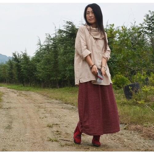 Women Loose Spring Autumn Cotton Linen Jacquard Blouse Shirt Tops Ladies Vintage 2020 Shirts Female Loose Tops