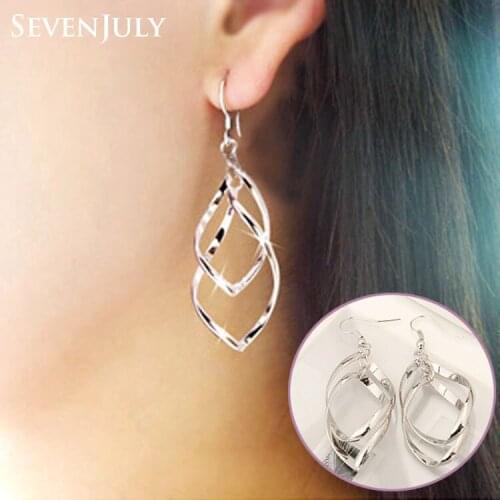 Lady OL Classic Metal Twisted Multilayer Dangle Earrings Double Fashion Jewelry Accessory For Women