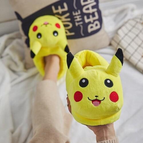 20cm Takara Tomy Kawaii 1Pair Pokemon Cartoon Pikachu Plush Slippers Indoor Warm Winter Shoes Anime for Kids Children Girls