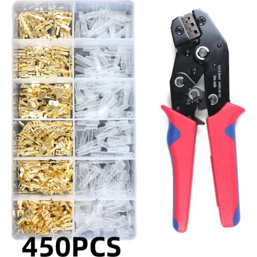 2.8/4.8/6.3mm Spring Plug Crimping Pliers Ratchet Terminal Crimping Pliers Coldpressed Bare Terminals Electrical Insulated SN-48