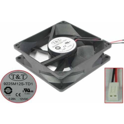 T&T 9225M12S-TD1 DC 12V 0.28A 92x92x25mm 2-Wire Server Square Fan