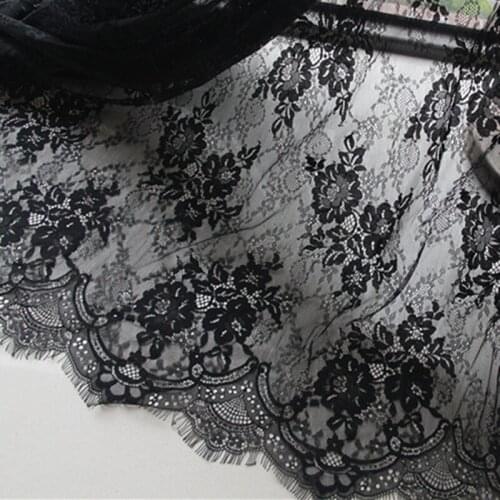 3yards/pcs French Eyelash Lace Fabric 150cm Width White Black Diy Exquisite Lace Embroidery Clothes Wedding Dress Accessories