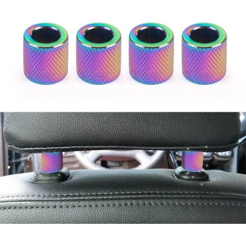 4PCS Colorful Car Headrest Head Rest Collars Rings Decor Headrest Collar Charms for Car SUV Truck Interior Decoration