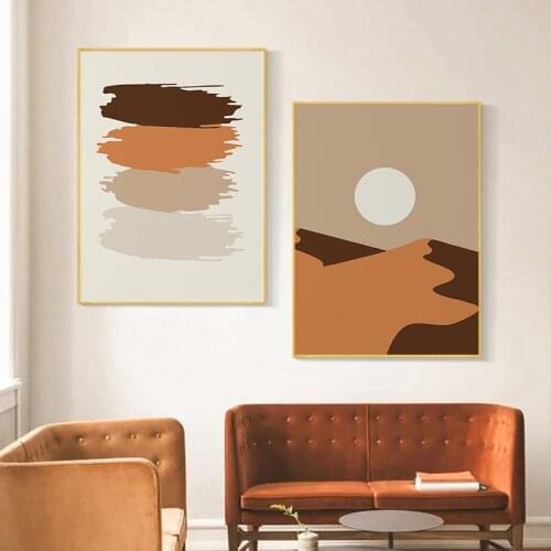 Abstract Landscape Sun Scene Canvas Prints Geometric Color Blocks Painting Home Decor Wall Art Pictures Posters for Living Room