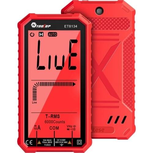 TOOLTOP Digital Multimeter 4.7Inch LCD DC/AC Current Voltage Measurement Capacitance Resistance Temp Measuring Meter NCV Tester