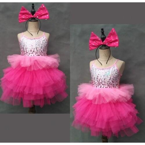 Childrens Latin dance jazz dance ballet stage costume girl dance sequins puffed princess dress stage performance costumes