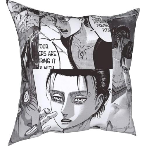 Eren Yeager Attack On Titan Pillow Case Cover Cushion Pictures Decorative Pillows Cushion Cover 60X60