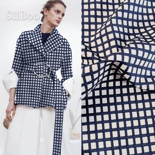 European blue white plaid style slightly stretch jacquard fabric for summer dress suit sets telas por metro tecidos telas SP6110