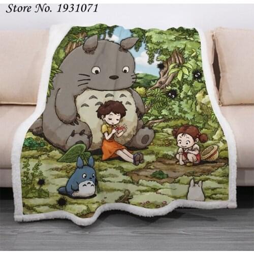 Anime Totoro 3D Printed Fleece Blanket for Beds Thick Quilt Fashion Bedspread Sherpa Throw Blanket Adults Kids 08