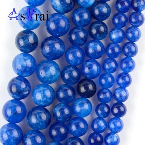 Natural Stone Blue Jades Spacer Loose Round Beads For Jewelry Making 6/8/10mm Diy Bracelets Accessories 15"
